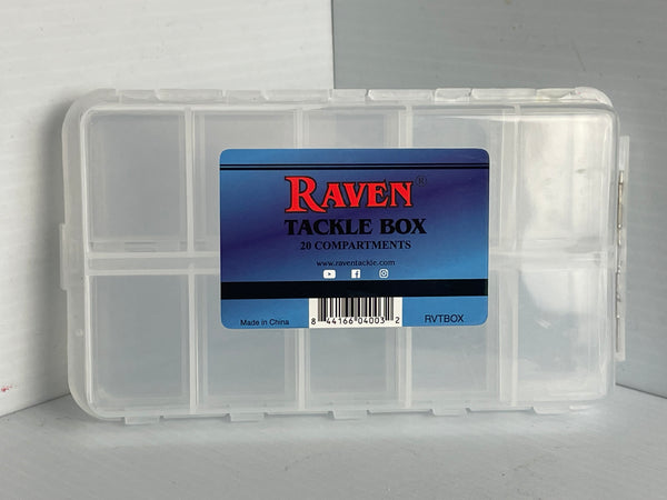 Raven Premium Tackle Box 20 Compartment High Quality Hard Plastic Metal Hinge Snap Shut