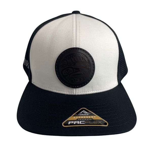 Raven Hat - White/Black - Leather Patch
