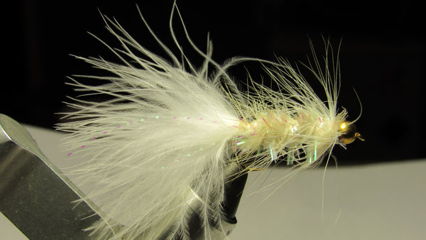 White Crystal Flash Woolly Bugger